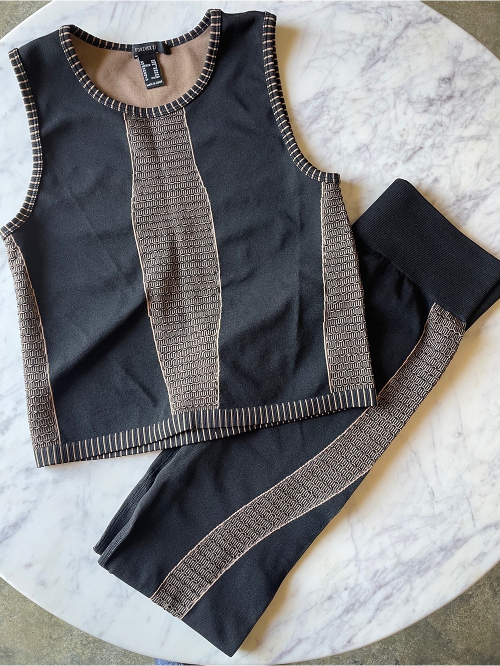 NWOT Forever 21 Black & Taupe Tank and Pants Set - Picture 1 of 12